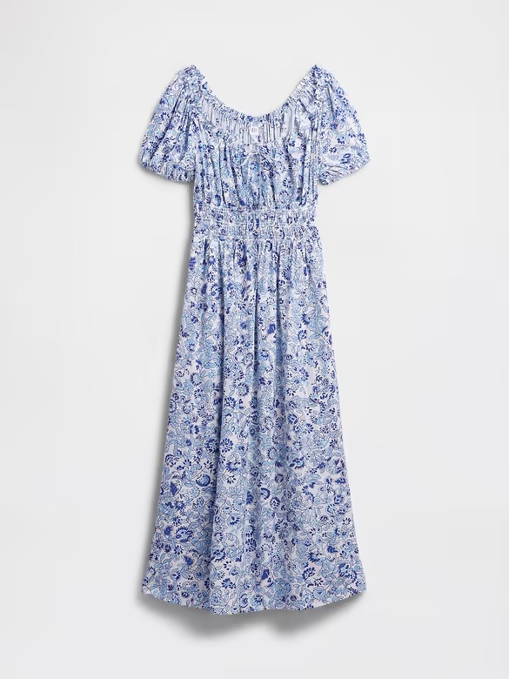 GAP NWT Blue Floral Puff-Sleeve Maxi Dress~Size L - Picture 10 of 11